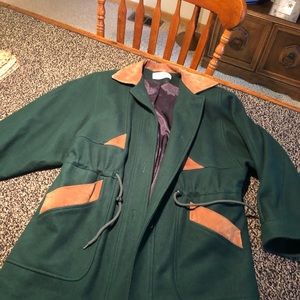 Wool and leather p coat style jacket